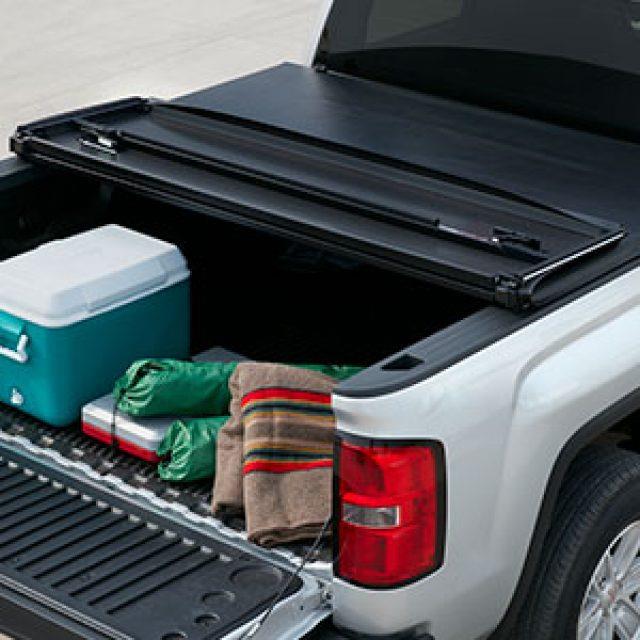 GMC Sierra 1500 Short Box Hard TriFold Tonneau Cover with GMC Logo