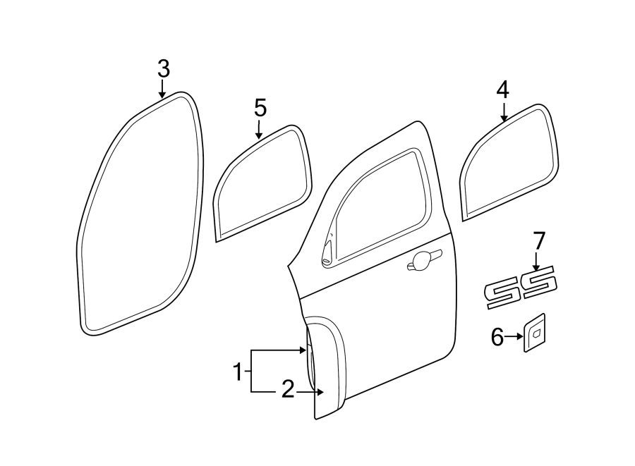 Chevrolet HHR Door Seal (Front, Upper, Lower) 19207495 GM Parts