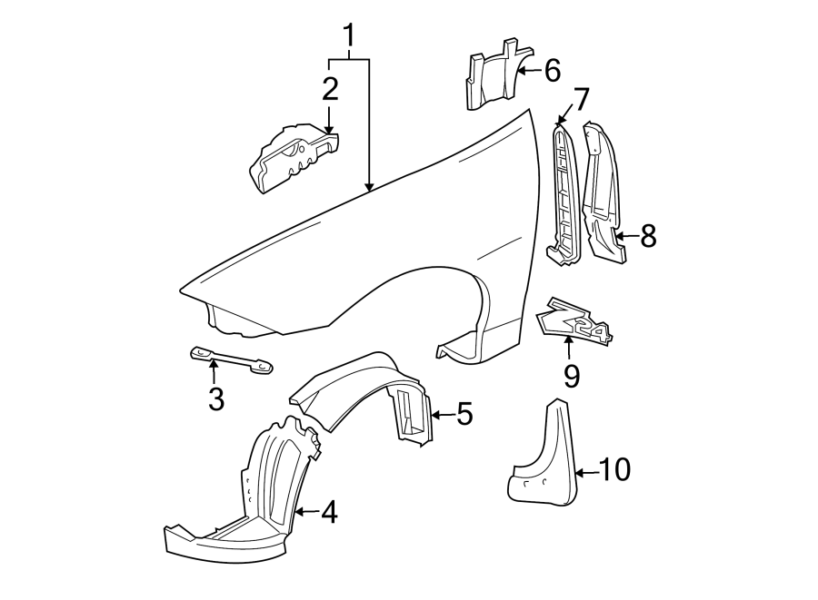 2003 Chevrolet Cavalier Fender Splash Shield (Front) - 22613215 | GM ...