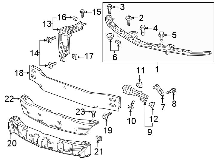 Chevrolet Malibu Bracket. Cover. Bumper. 201618, STRUCTURE & MOUNTING