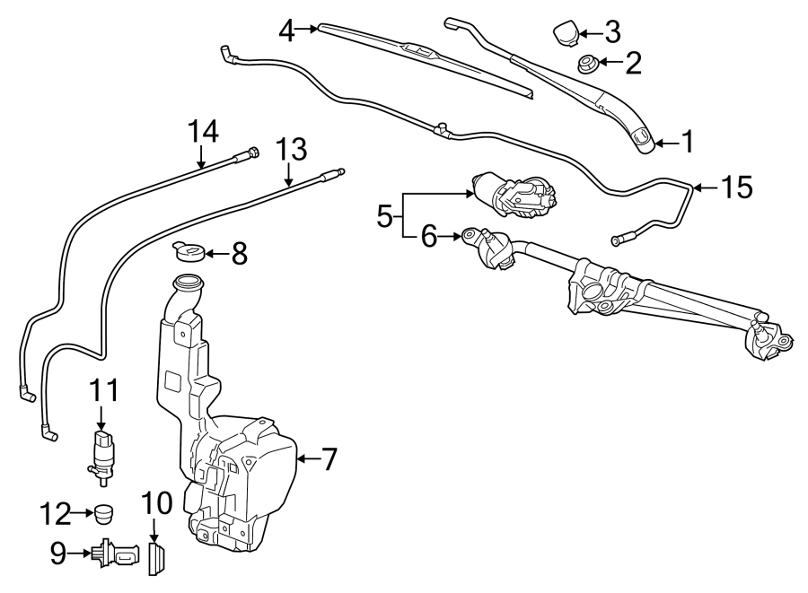 Chevrolet Tahoe Windshield Washer Hose. Front pump. Washer nozzle