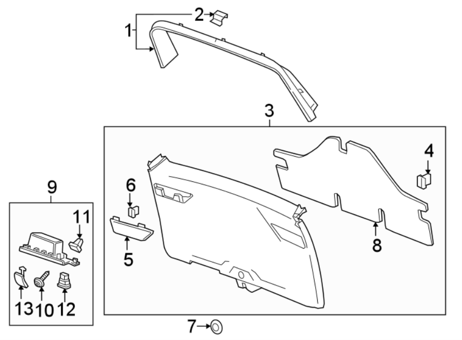 GMC Acadia Liftgate Trim Cover. Gray - 23334690 | GM Parts Depot ...